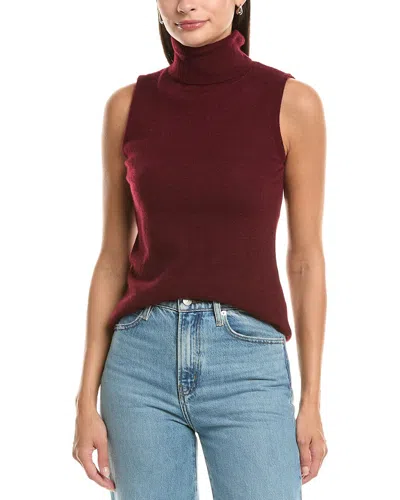 Forte Cashmere Turtleneck Cashmere Tank Sweater In Burgundy
