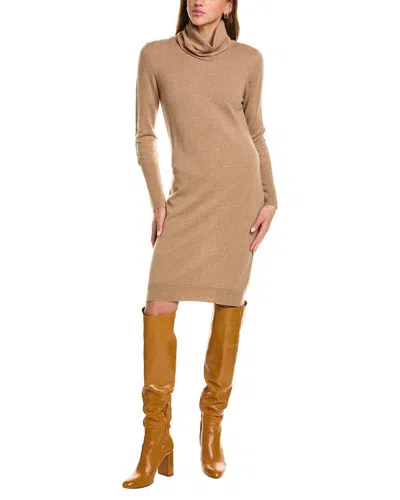 Forte Cashmere Turtleneck Wool & Cashmere-blend Sweaterdress In Brown