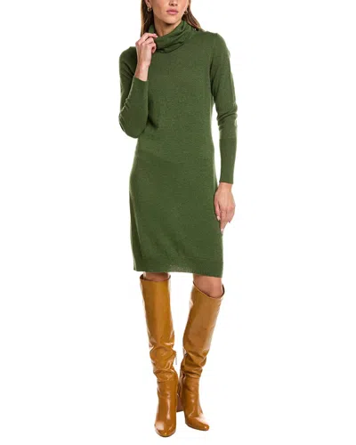 Forte Cashmere Turtleneck Wool & Cashmere-blend Sweaterdress In Green