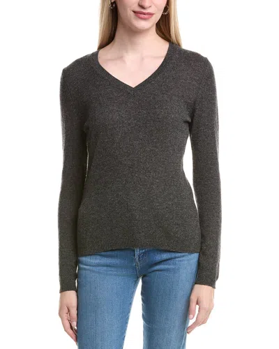 Forte Cashmere V-neck Cashmere Sweater In Gray