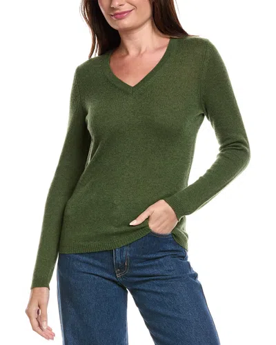 Forte Cashmere V-neck Cashmere Sweater In Green