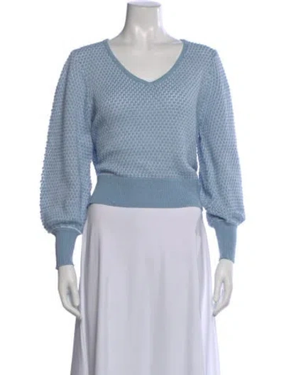 Pre-owned Forte Cashmere V-neck Long Sleeve Top In Blue