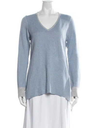 Pre-owned Forte Cashmere V-neck Sweater In Blue
