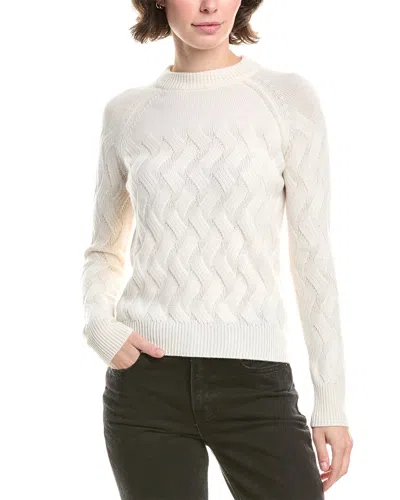 Forte Cashmere Wandering Cable Cashmere Sweater In White