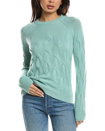 Forte Cashmere Wandering Cable Crewneck Cashmere Sweater In Green