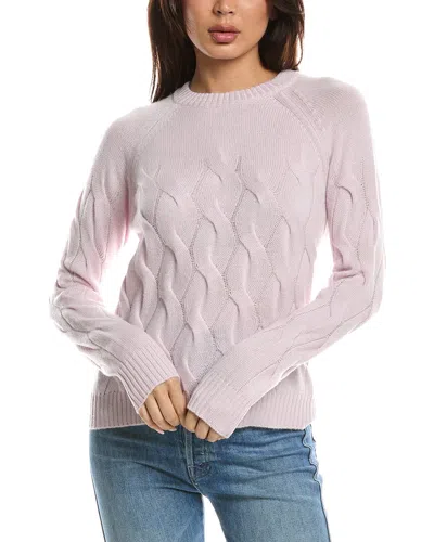 Forte Cashmere Wandering Cable Crewneck Cashmere Sweater In Pink