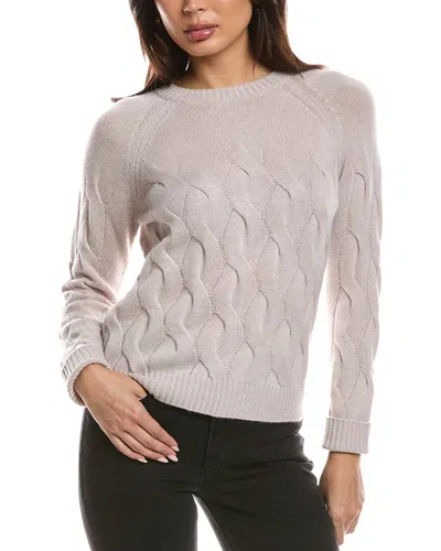 Forte Cashmere Wandering Cable Crewneck Cashmere Sweater In Neutral