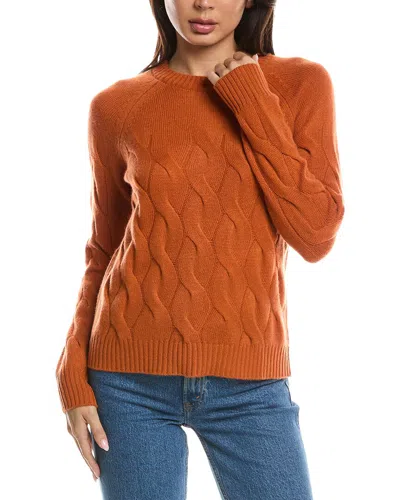 Forte Cashmere Wandering Cable Crewneck Cashmere Sweater In Brown