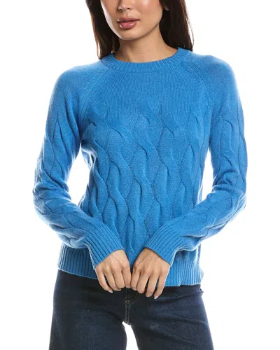Forte Cashmere Wandering Cable Crewneck Cashmere Sweater In Blue