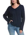 Forte Cashmere Wide Rib Sweater In Blue