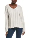 Forte Cashmere Wide Rib Sweater In Gray