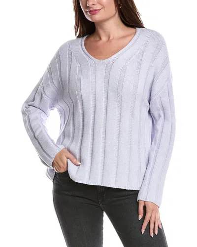 Forte Cashmere Wide Rib Sweater In Purple