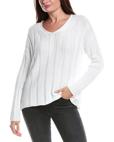 Forte Cashmere Wide Rib Sweater In White