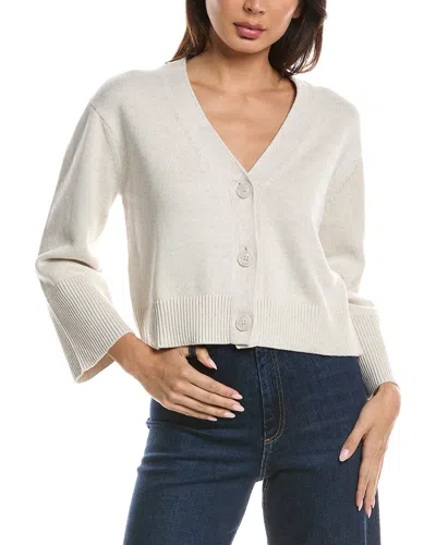 Forte Cashmere Wide Sleeve Button Shoulder Sweater In White
