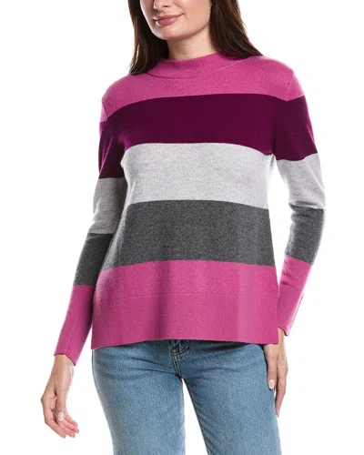 Forte Cashmere Wide Stripe Cashmere Pullover In Black