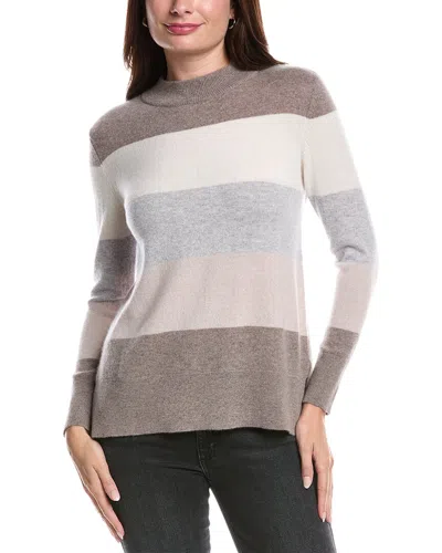 Forte Cashmere Wide Stripe Cashmere Pullover In Gold