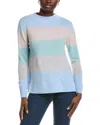 Forte Cashmere Wide Stripe Cashmere Sweater In Blue