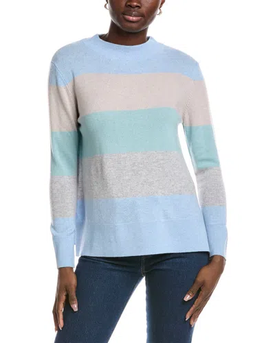 Forte Cashmere Wide Stripe Cashmere Sweater In Blue