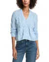 Forte Cashmere Wool & Cashmere-blend Cable V-neck Cardigan In Blue