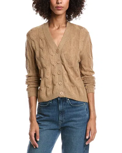Forte Cashmere Wool & Cashmere-blend Cable V-neck Cardigan In Brown