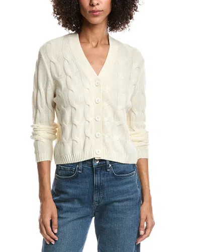Forte Cashmere Wool & Cashmere-blend Cable V-neck Cardigan In White