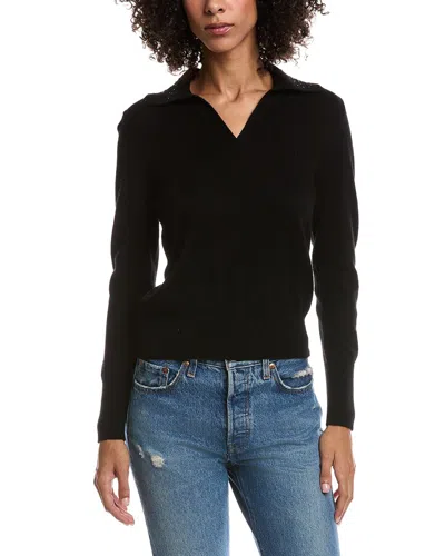 Forte Cashmere Wool & Cashmere-blend Crystal Polo Sweater In Black