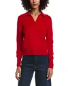 Forte Cashmere Wool & Cashmere-blend Crystal Polo Sweater In Red