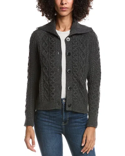 Forte Cashmere Wool & Cashmere-blend Luxe Cable Cardigan In Gray