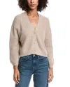 Forte Cashmere Wool & Cashmere-blend Short Rib V-neck Button Cardigan In Animal Print