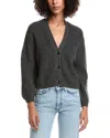Forte Cashmere Wool & Cashmere-blend Short Rib V-neck Button Cardigan In Gray