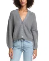 Forte Cashmere Wool & Cashmere-blend Short Rib V-neck Button Cardigan In Gray