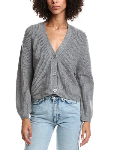 FORTE CASHMERE WOOL & CASHMERE-BLEND SHORT RIB V-NECK BUTTON CARDIGAN