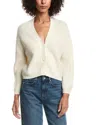 Forte Cashmere Wool & Cashmere-blend Short Rib V-neck Button Cardigan In White