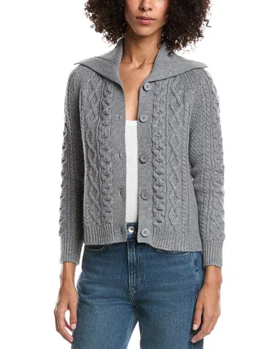 Forte Cashmere Wool & Cashmere-blend Luxe Cable Cardigan In Gray