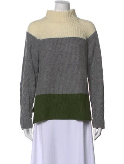 Pre-owned Forte Cashmere Wool Colorblock Pattern Sweater In Green