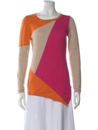 Pre-owned Forte Cashmere Wool Colorblock Pattern Sweater In Orange