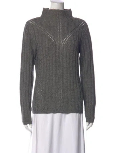 Pre-owned Forte Cashmere Wool Mock Neck Sweater In Grey