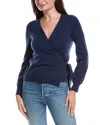 Forte Cashmere Wrap Surplice Cashmere Sweater In Blue