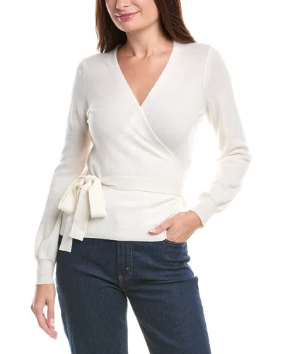 Forte Cashmere Wrap Surplice Cashmere Sweater In White