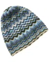 Forte Cashmere Zig Zag Cashmere Pull-on Hat In Blue