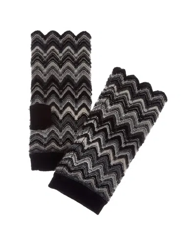 Forte Cashmere Zig Zag Stitch Cashmere Texting Gloves In Black
