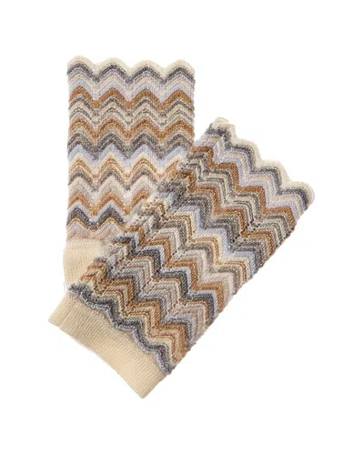 Forte Cashmere Zig Zag Stitch Cashmere Texting Gloves In Brown
