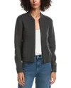 Forte Cashmere Zip Bomber Cardi In Black