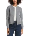 Forte Cashmere Zip Bomber Cardi In Gray