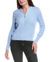 Forte Cashmere Zip Henley Sweater In Blue