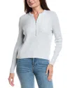 Forte Cashmere Zip Henley Sweater In Gray