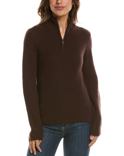 Forte Cashmere Zip Mock Neck 100% Cashmere Sweater In Burgundy