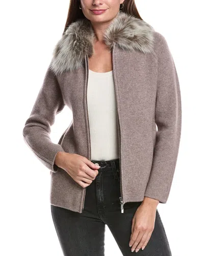 Forte Cashmere Zip Wool & Cashmere-blend Cardigan In Gray
