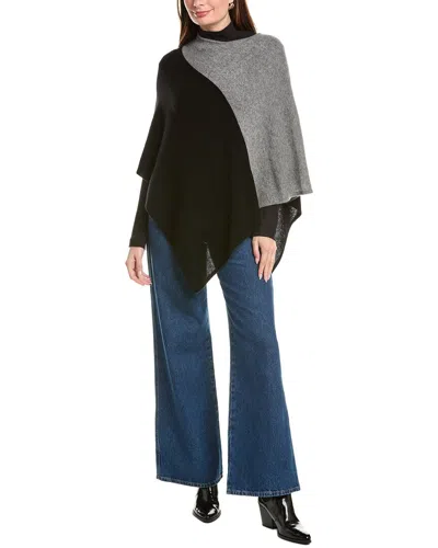Forte Colorblocked 100% Cashmere Poncho In Black