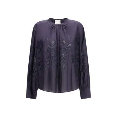 Forte Cotton Pattern Women's Shirt In Purple